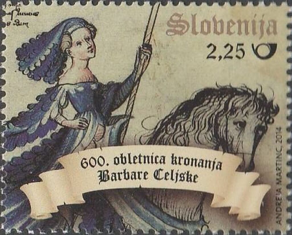 Slovenska poštanska marka s likom Barbare Celjske