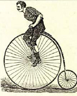 Kako zajašiti visoki biciklt - crteži iz prvog njemačkog udžbenika 1869.; izvor DieChronik des Sports
