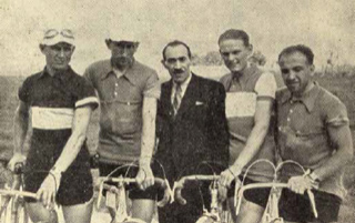 Momčad na utrci Tour de France 1936. S lijeva: Stjepan Grgac ("Sokol" Zagreb), Stjepan 
Ljubić ("Građanski" Zagreb), Francuz Gaston Blasy, Rudolf Fiket ("Građanski" Zagreb) i 
Franc Abulnar ("Ilirija" Ljubljana)