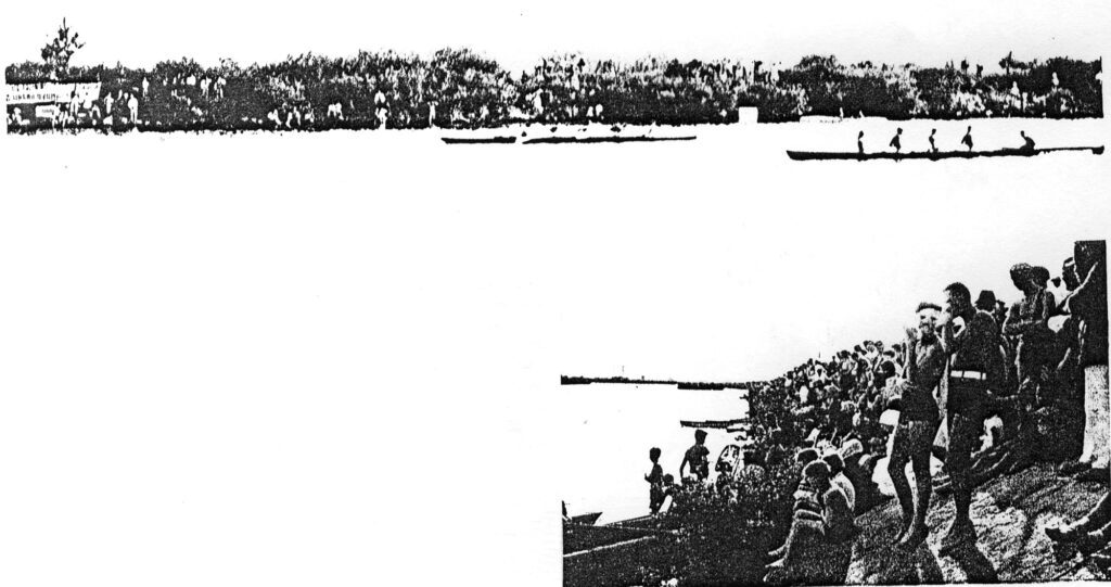 Prvenstvo Zagreba 1932.:
Duž staze nekoliko tisuća
izletnika živo je pratilo
veslanje